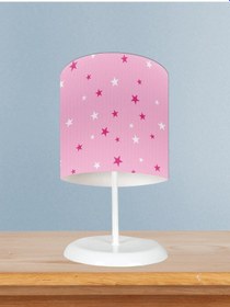 Resim Mekta Home Bebek Ve Çocuk Odası İki Renkli Yıldızlı Pembe Abajur 