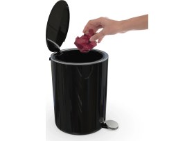 Resim Primanova Lenox Pedallı Çöp Kovası Ve Klozet Fırçası Siyah 