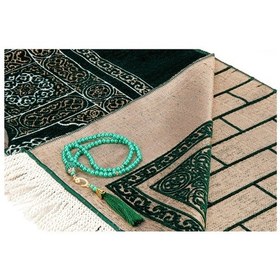 Resim Kabe Kapısı Modeli Desenli Şönil Seccade Yeşil 