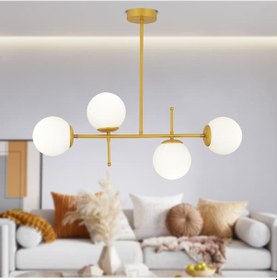 Resim Günay 4'lü Modern Mutfak Yemek Masası Üstü Yatak Odası Salon Avize Gold 