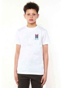 Resim Bts Göğüs Logo Baskılı Unisex Çocuk Beyaz T-Shirt (534776547) 