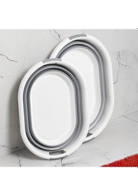 Resim Porsima La-550 2 Li Katlanabilir Silikon Çamaşır Sepeti 40-26 Lt Beyaz - Gri 