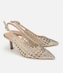 Resim Hotiç Kadın Gold Örgü Detaylı Arkası Açık Kısa Topuklu Stiletto 01ayh322880a540 01ayh322880a540 