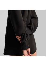 Resim Puma Wardrobe Essentıals Kadın Geniş Kesim Kısa Kapüşonlu Sweatshırt 629746 01 Siyah 