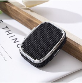 Resim Hd Aynalı Katlanabilir Yapay Elmas İşlemeli Mücevher Kutusu Su Geçirmez Sevimli Mini Hap Kutusu Parlak Kawaii Mühürlü Düzenleyici Seyahat Siyah, 