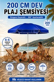 Resim Sunlife Avcıoğlu 200 Cm Lacivert Plaj Şemsiyesi Fiberglass Gövdeli Rüzgara Dayanıklı Bahçe Balkon Kamp Plaj Şemsiyesi 