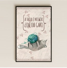 Resim A Vida É Melhor Com Um Gato Yazılı Kedi İllüstrasyon Pleksi Tablo 