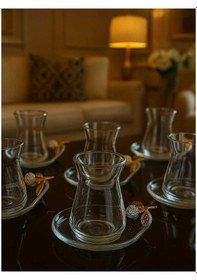 Resim Çnr Home Collection Özel Seri 6 'lı Gümüş Çay Seti Şeffaf 