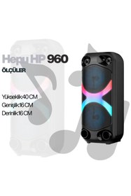 Resim HEPU HP 960 Taşınabilir Şarjlı Rgb Led Bluetooth Hoparlör 4 inc*2 