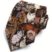 Resim 1 Adet Şirin Kediler Desenli Kravat - Dayanıklı Polyester, Özenle Dokunmuş, Günlük Giyim, Partiler ve Hediyeler için İdeal 