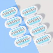Resim 1 Sap + 8 Bıçak Başlığı / 8 Bıçak Başlığı, Kadınlar için El Tüy Alma Makinesi, 3 Katmanlı Paslanmaz Çelik Bıçaklar ve Değiştirilebilir Güvenli Jilet Başlığı 