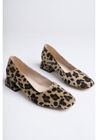 Resim Muggo Lilith Garantili Kare Burunlu Kısa Topuklu Kadın Günlük Ayakakkabı Leopar 