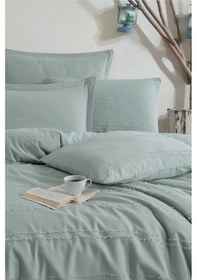 Resim %100 Pamuk Tek Kişilik Saçaklı Nevresim Seti Avola Ada Çayı 