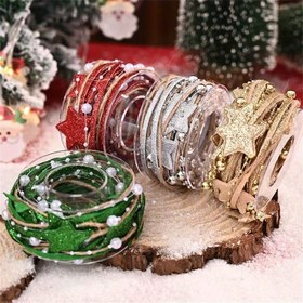 Resim Boncuklu El Dokuma Noel Kurdelesi - Bayramlık Kırmızı, Yeşil & Altın Dekoratif Zincir Buketler ve El İşleri için 