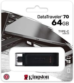 Resim Kingston DataTraveler 70 USB Type-C 64GB Flash Bellek-DT70/64GB 