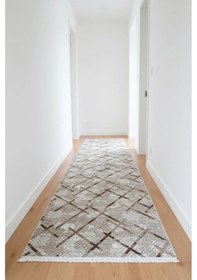 Resim Yağmurser Ekselans Yumuşak Dokulu Kaymaz Taban Halı Yolluk 3047 Vizon Çok Renkli 