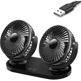 Resim Enraco Çift Başlıklı Araç Fanı Oto Fan Vantilatör 12V/24V (Usb ile Çalışır) 
