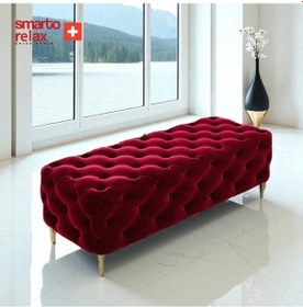 Resim Smarto Relax Puf Ascona Ayaklı Kapitoneli Dekoratif Düz 100x100x45 Cm Kırmızı Kırmızı 