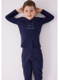 Resim Arnetta 3130 Erkek Çocuk Uzun Kol Pijama Takım Lacıvert 