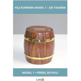 Resim Pirinç Detaylı Şık Fıçı Kumbara TEK EBAT 