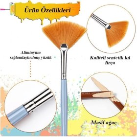 Resim Artlantis Yelpaze Fırça No 8 1 Adet Sentetik Kıl Yelpaze Brons Fırça Sanat ve Hobi Akrilik Boya Yağlı Boya Guaj Boya 