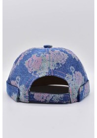Resim Külah Unisex Denim Docker Cap Sipersiz Kot Şapka - Mavi 