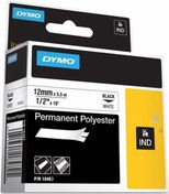 Resim Dymo Rhino Pro Sabit Polyester Şerit 12Mmx5.5M Beyaz/Siyah 18483 