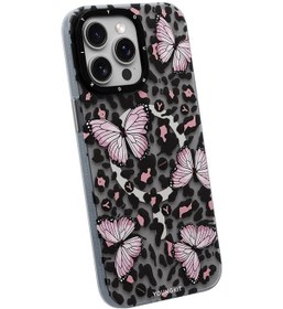 Resim İphone 14 Pro Max Uyumlu Kılıf Magsafe Özellikli Kelebek Desenli Youngkit Shadow Dance Serisi Gri 