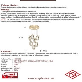 Resim Eray Aydınlatma 1105-6+1 7li Sarkıt Led Avize Gold 