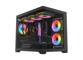 Resim Revenge Siyah Terranova Kumandalı 6 ARGB Fanlı Midi Tower Cam Panel Gaming Oyuncu Boş Bilgisayar Kasası 