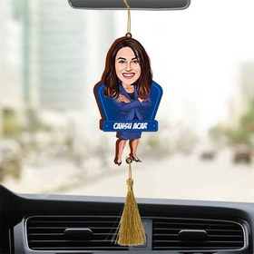 Resim Lacivert Takım Elbiseli Kadın Araba Süsü 
