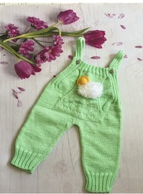Resim El Örgüsü Bulutlu Bebek Tulumu Açık Yeşil 