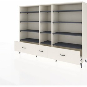 Resim Hyperion Dolap 12 Raflı 3 Çekmeceli 220x44x163 Aytaşı-antrasit/a Aytaşı-antrasit/aytaşı 