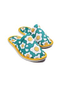 Resim Erkek Yeşil Yumurta Desenli Yumuşak Tabanlı Ev Terlik Sarı - Yeşil 