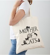 Resim Limon Mother Of Cats Baskılı Ham Bez Çanta 