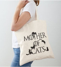 Resim Limon Mother Of Cats Baskılı Ham Bez Çanta 