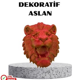 Resim Özel Tasarım 3d Aslan Figürü Duvar Süsü Dekoratif Heykel 20x21 Cm 
