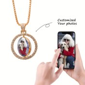 Resim Özel Tasarım Çift Taraflı Fotoğraf Kolye, Kişiselleştirilmiş Kristal Resim Kilitli Kolye, Hip Hop Mücevher Anı Takısı Aile, Evcil Hayvan, Arkadaşlar İçin, Tam Renkli Görüntü Kazınmış Zincir 