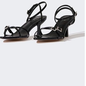 Resim DeFacto Kadın Yüksek Taban Suni Deri Topuklu Sandalet E2514AX25SMBK23 Siyah 