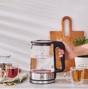 Resim Karaca Paslanmaz Çelik Taban 5 Kademeli Sıcaklık Modu ve Led Işıklı Cam Su Isıtıcısı & Kettle 2200W 