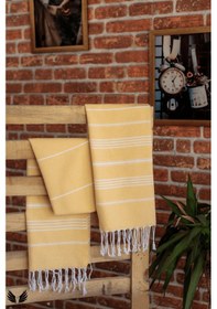 Resim Pega Sultan Peştamal %100 Koton Sarı Plaj Havlusu 90 x 170 CM 