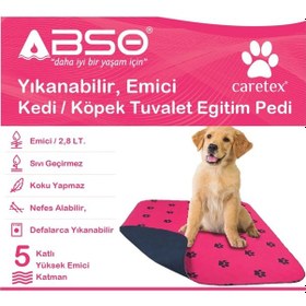 Resim Abso 4 Katlı Yıkanabilir Emici Köpek Pedi Bordo Pati Baskılı 100 x 100 CM 