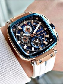 Resim Quantum Fonksiyonlu Lacivert-Beyaz Renk Silikon Kordon Çelik Kasa Köşeli Kadran Erkek Kol Saati 1014.493 