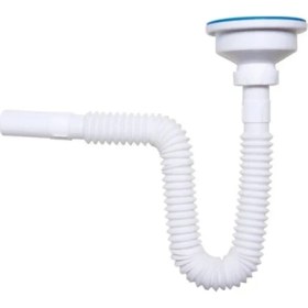 Resim Fualora Lüks Çöpmak Körüklü Evye Lavabo Sifonu Gider Borusu Akordiyon Plastik Geniş Kafa Paslanmaz 30 -75 cm 