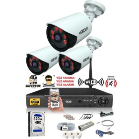 Resim Ids 3 Kameralı 5mp Lensli 1080P Fullhd Kamera Seti - Gece Görüşlü - Su Geçirmez - Cepten Izle 