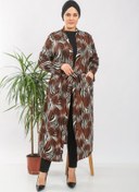 Resim Büyük Beden Desenli Giy Çık Kimono Kap Kahve Zebra 