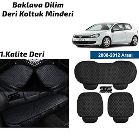 Resim Volkswagen Golf 6 2008-2012 Siyah Deri Oto Koltuk Minderleri 
