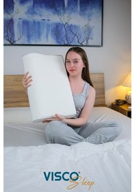 Resim Visco Yastık Aylona Ortopedik Yastık Viskon Kılıflı 55x35x11-7 Cm 