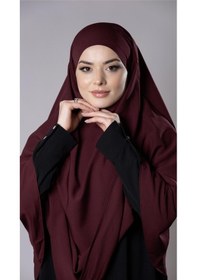 Resim Hürrem Bone Bordo Pratik Hazır Geçmeli Tesettür Eşarp Medine İpeği Bağcıklı Çift Katlı Sufle Hijab 2302 16 