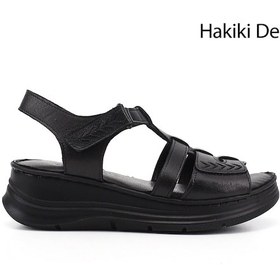 Resim Gönderi(R) Gönderi R Kadın Siyah Cırt Bantlı Dolgu Topuk Hakiki Deri Sandalet Dyza65145872 